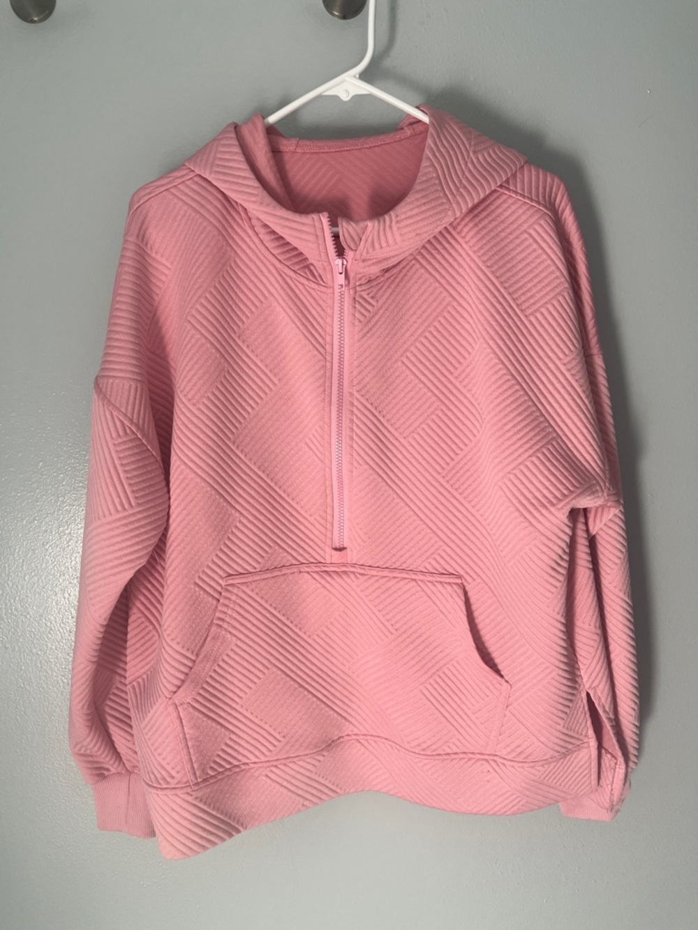 LOMON Pink Quilted Half-Zip Hoodie Pullover